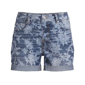 TIME and TRU Printed Denim Shorts With Pockets Size 8 Womens 5 Pockets New